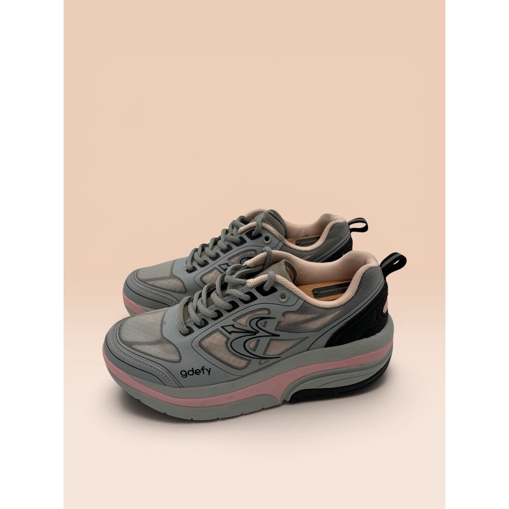 GDEFY Gravity Defyer ION Sneakers Support Shoes No Insole Women Sz 7.5 Gray Pink